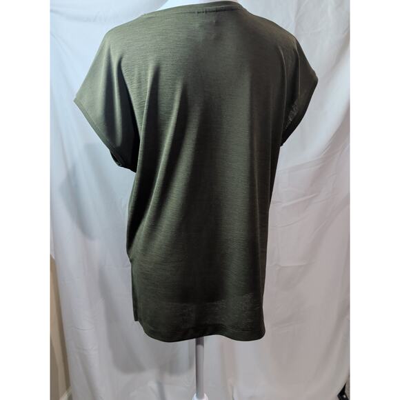 Chico's Women's Tunic Top Shirt Olive Green Stretchy Flowy Short Size Small 0 - Picture 7 of 13